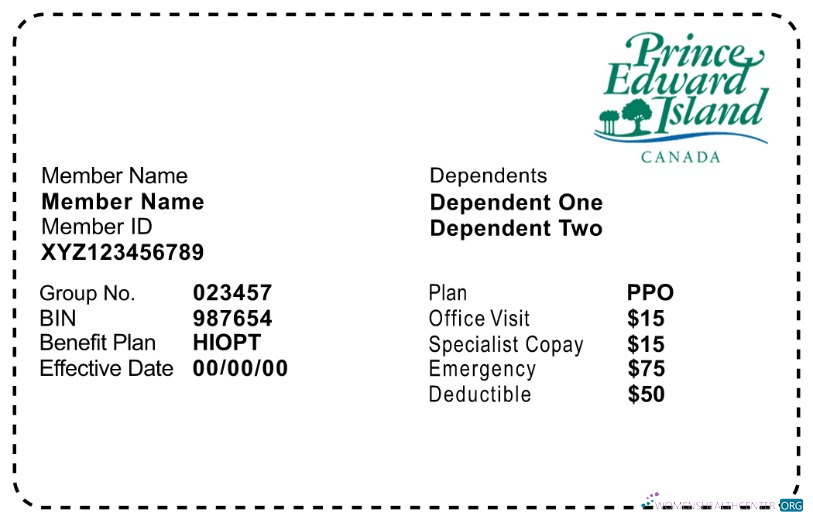 Download Prince Edward Island health insurance card Photoshop template
